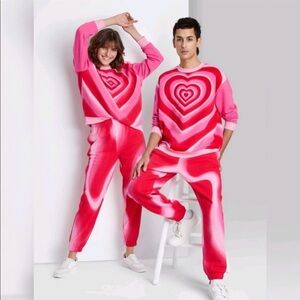 Wild Fable Pink/Red Heart Sweatshirt Unisex NWT
